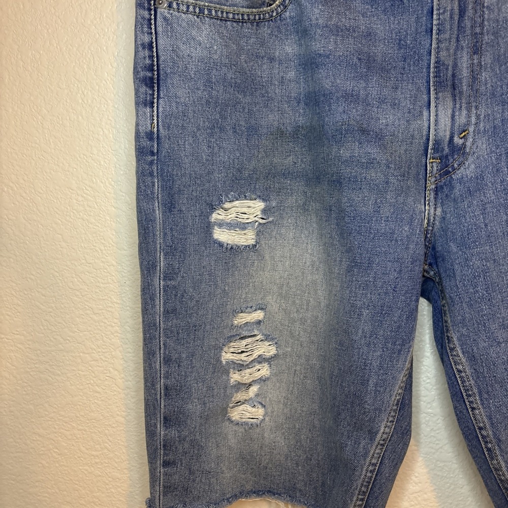 Size 40 Levi Strauss Cut Off Jean Shorts Blue Denim Distressed - Picture 4 of 15